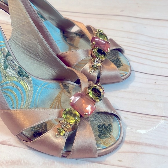 Giusepee Zanotti Vicini Pink Satin Jewel Sandals Heels Size 38 / 8 Women - Picture 5 of 12